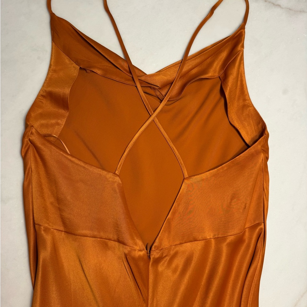Anthropologie Orange-Rust Slip Dress - Picture 3 of 7